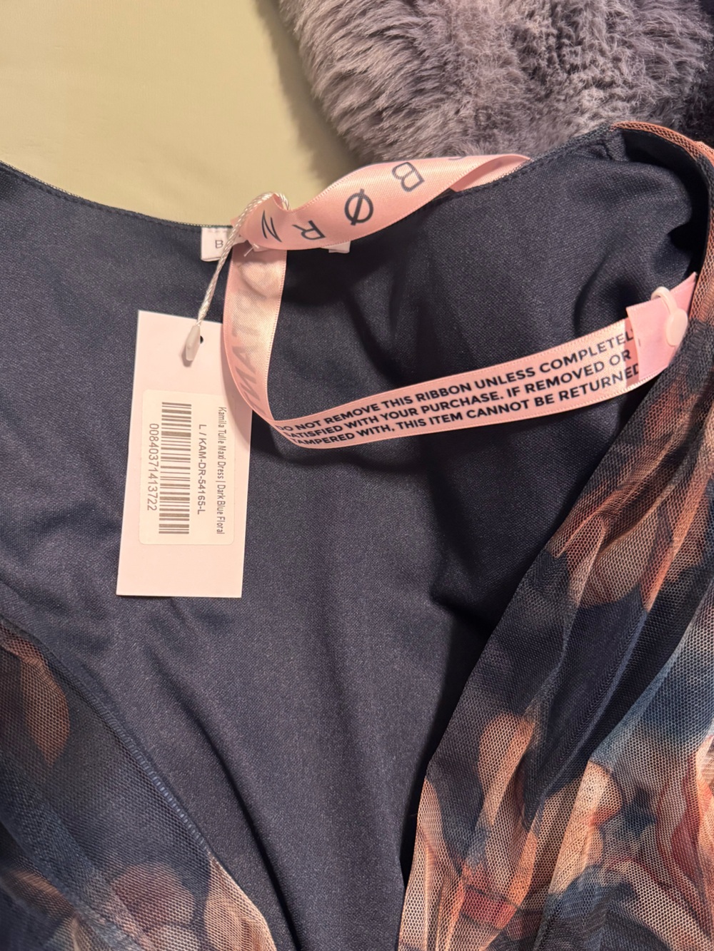 NWT Kamila Tulle Maxi Dress | Dark Blue Floral - L - Picture 4 of 5